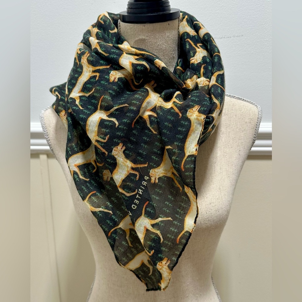 Printed Village Labrador Print Scarf Wrap Lightweight 70”x36” Dog Lover Unique
